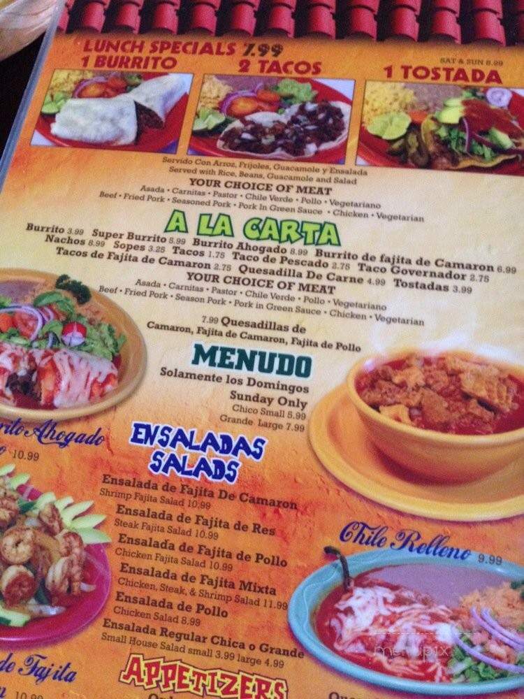 El Michoacano - Fresno, CA menu_pic