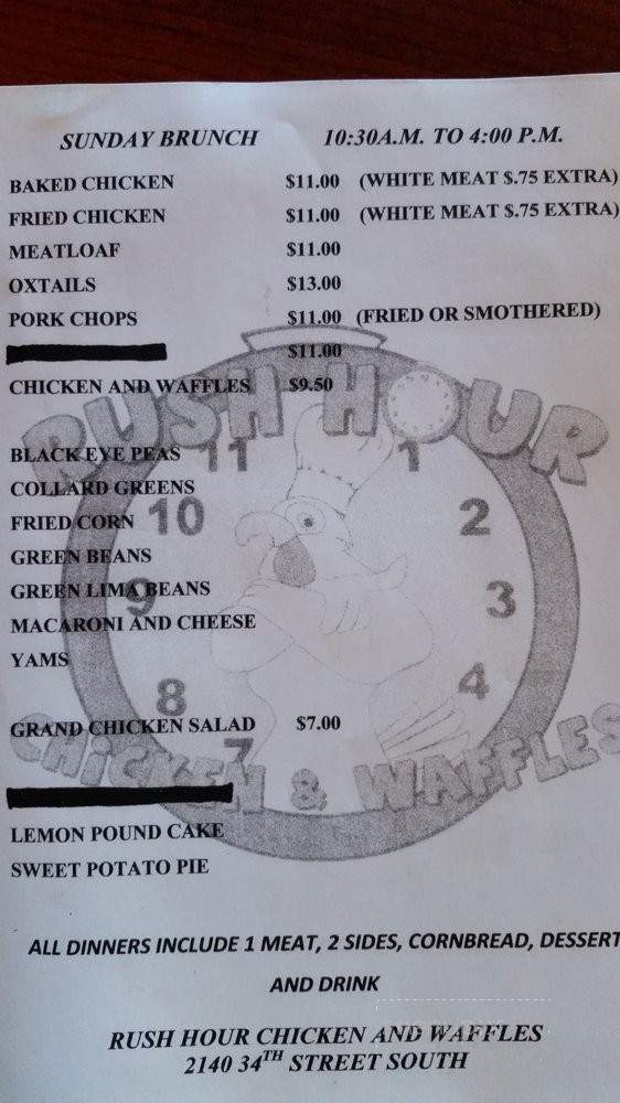 Rush Hour Chicken & Waffles - Saint Petersburg, FL menu_pic