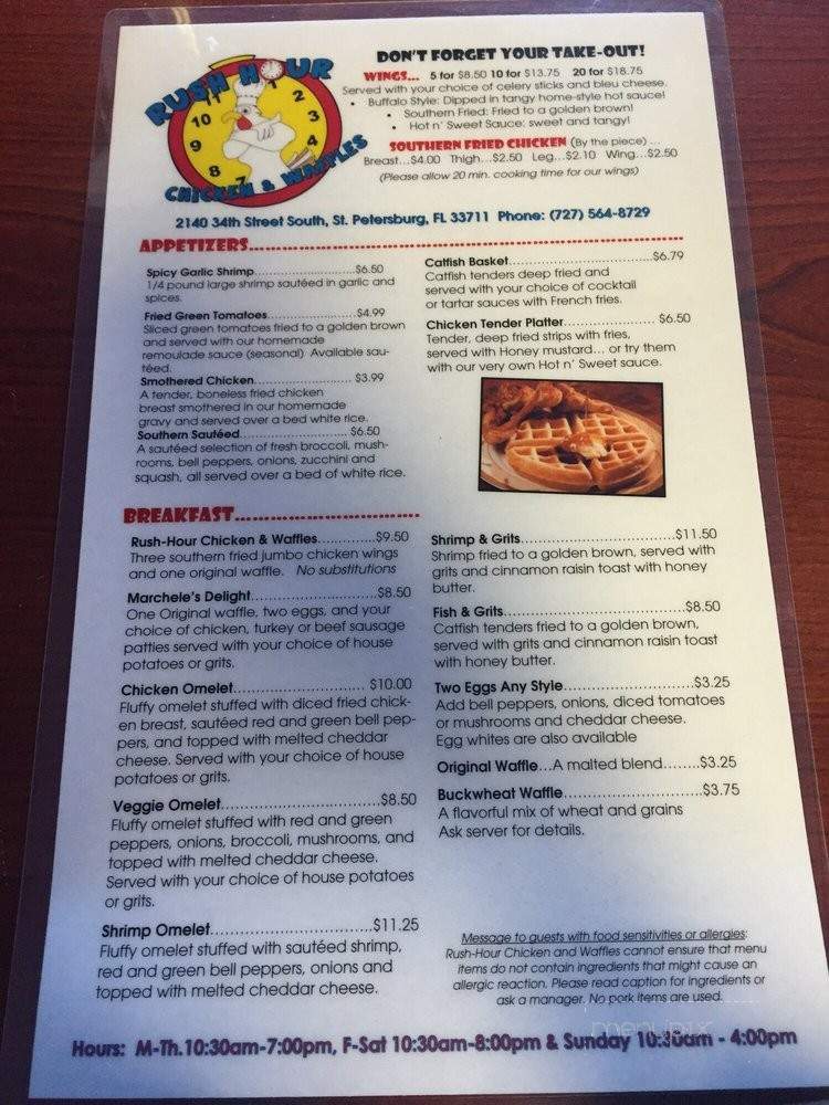 Rush Hour Chicken & Waffles - Saint Petersburg, FL menu_pic
