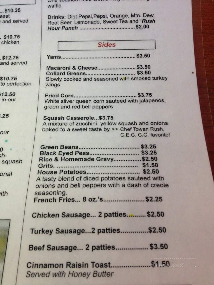 Rush Hour Chicken & Waffles - Saint Petersburg, FL menu_pic