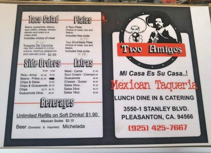 Two Amigos Mexican Taqueria - Pleasanton, CA menu_pic