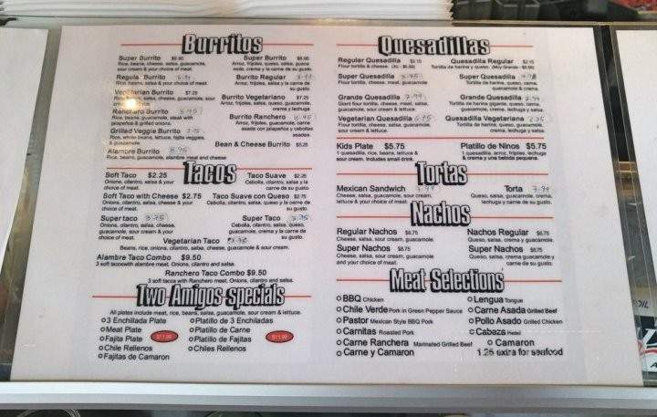Two Amigos Mexican Taqueria - Pleasanton, CA menu_pic