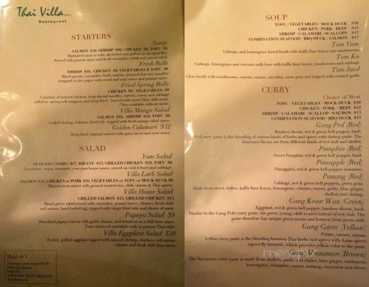 Thai Villa - Nipomo, CA menu_pic