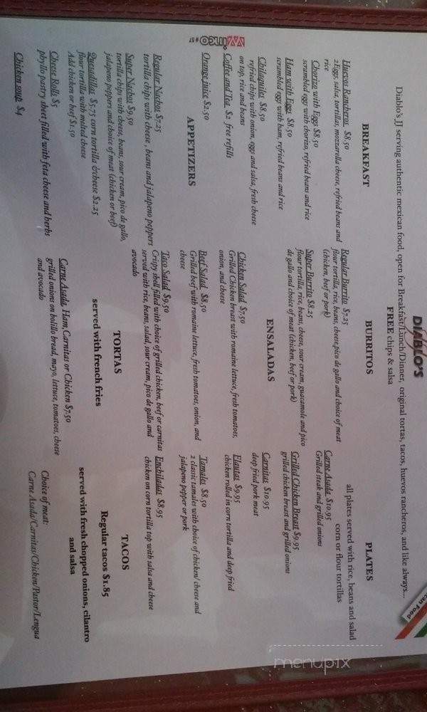 Diablo's JJ Taqueria - Burlingame, CA menu_pic