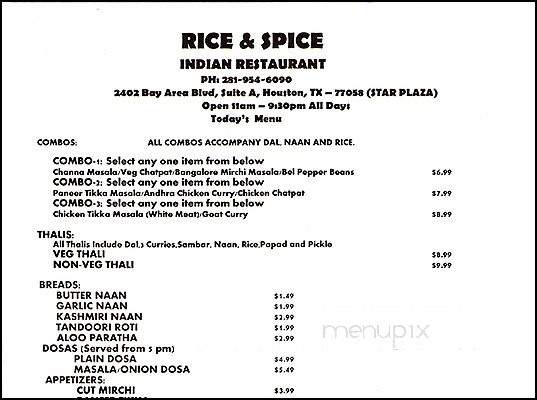 /250138328/Rice-and-Spice-Indian-Restaurant-Menu-Houston-TX - Houston, TX