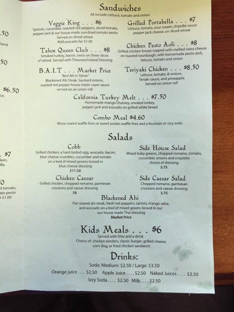 King's Cafe - Kings Beach, CA menu_pic