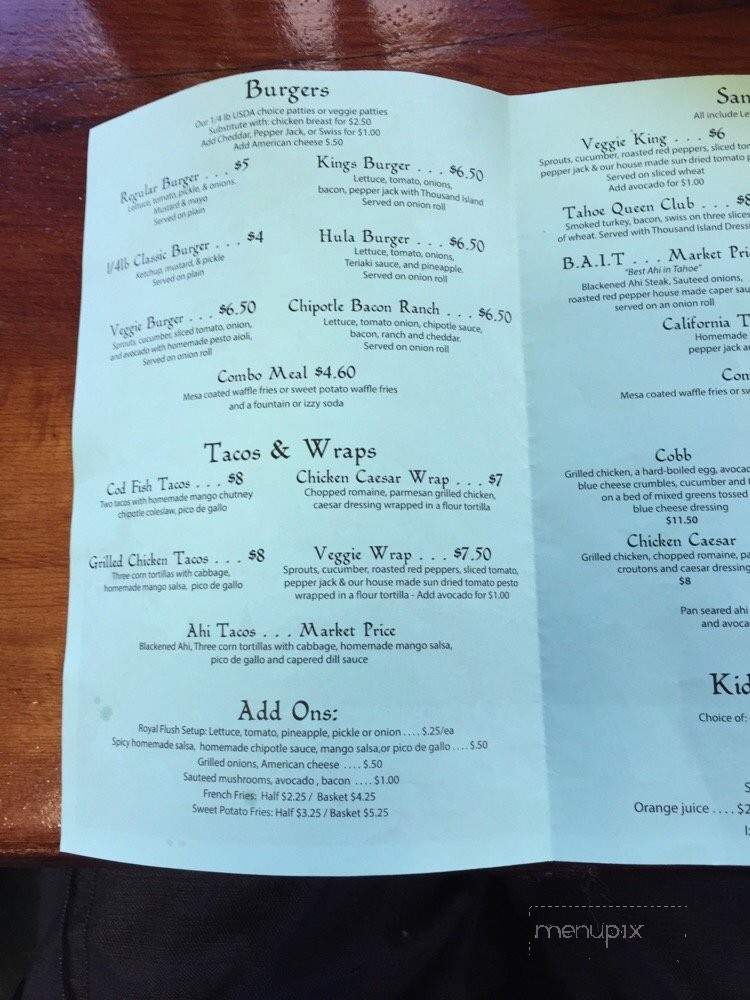 King's Cafe - Kings Beach, CA menu_pic
