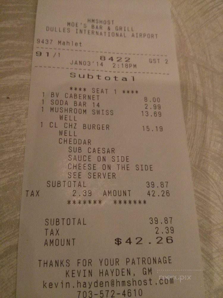Moe's Bar and Grill - Dulles, VA menu_pic
