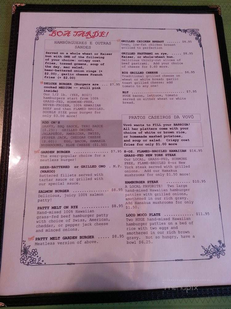 Gramma's Kitchen - Honokaa, HI menu_pic
