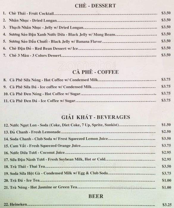 Pho Ga Nha - San Jose, CA menu_pic