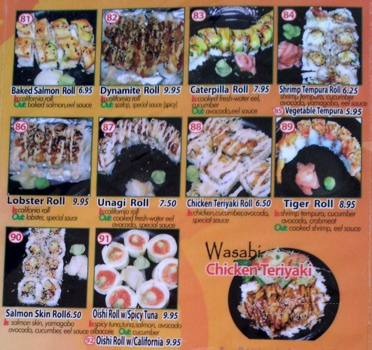 Wasabi Japanese Grill - Lakewood, CA menu_pic