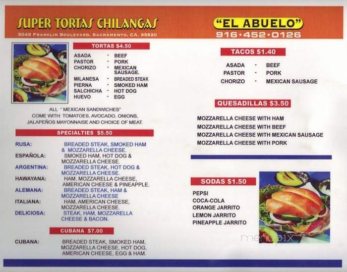 El Abuelo - Sacramento, CA menu_pic
