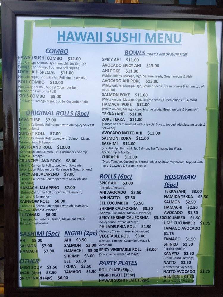 Hawaii Sushi - Honolulu, HI menu_pic