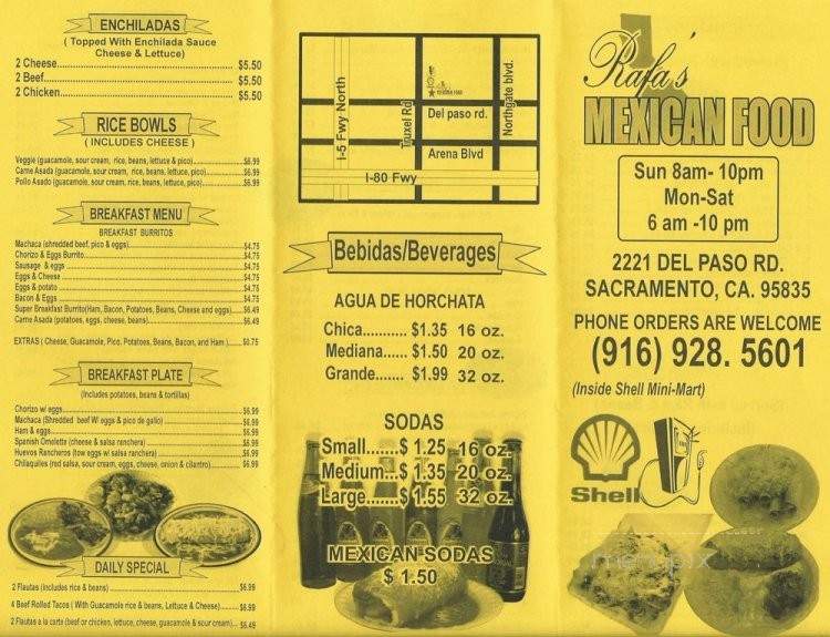 Rafa's Authenic Mexican Food - Sacramento, CA menu_pic