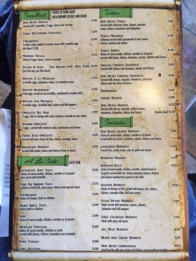 Don Reyes Mexican Restaurant - Glendora, CA menu_pic