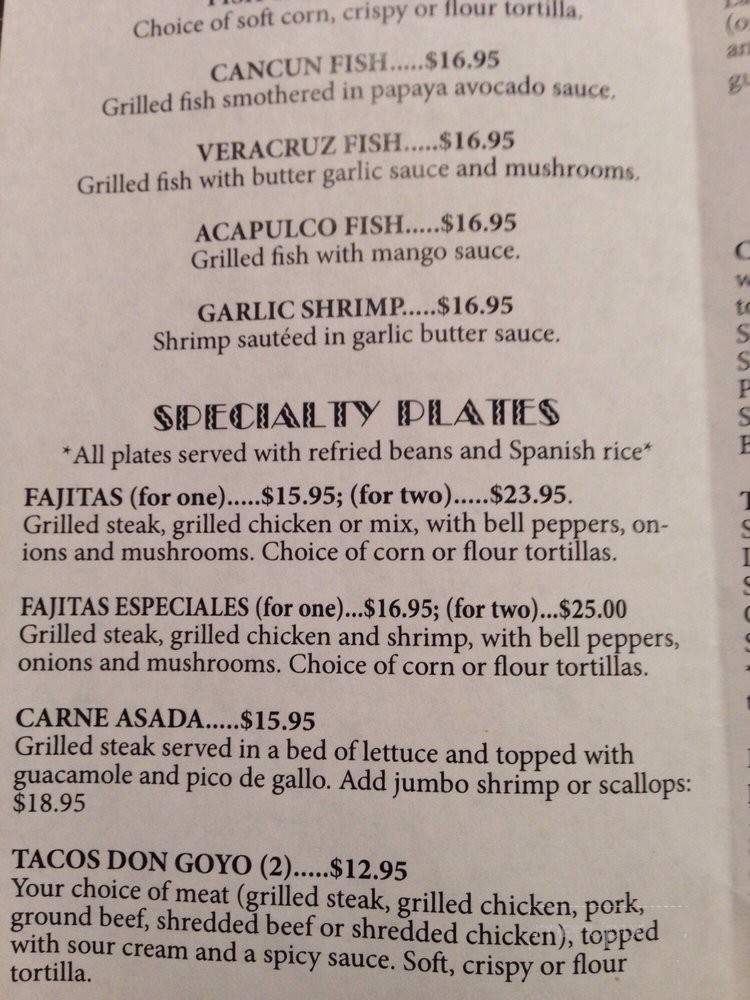 Don Goyo's Mexican Food - Kaneohe, HI menu_pic