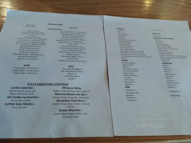 Stats Sports Bar - Honolulu, HI menu_pic
