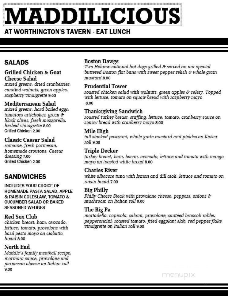 Worthington's Tavern - Riverside, CA menu_pic