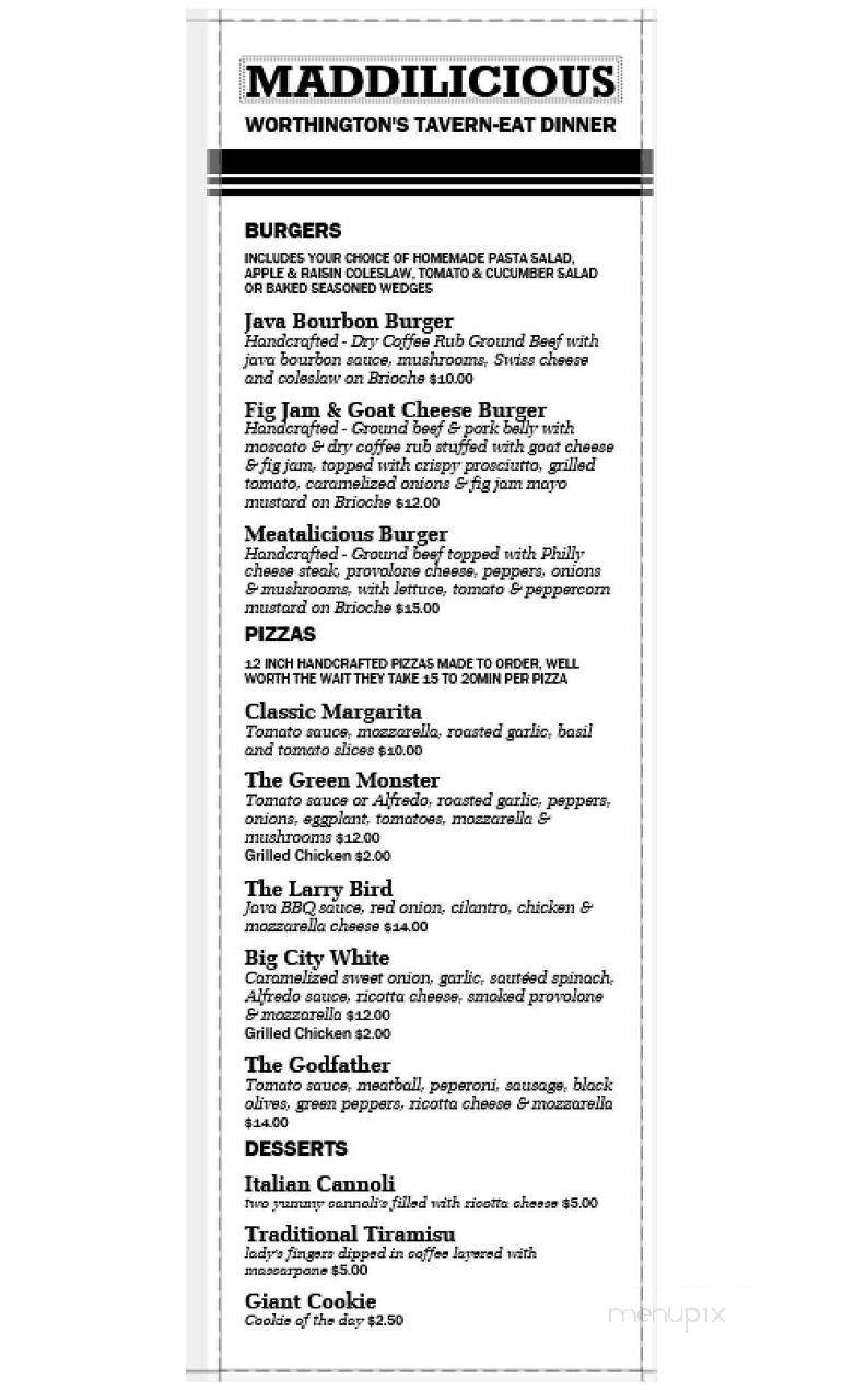 Worthington's Tavern - Riverside, CA menu_pic