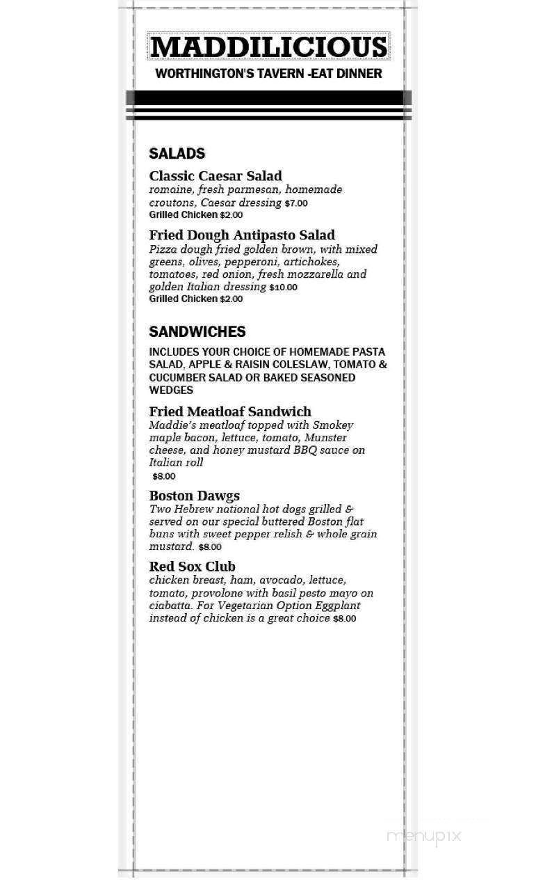 Worthington's Tavern - Riverside, CA menu_pic