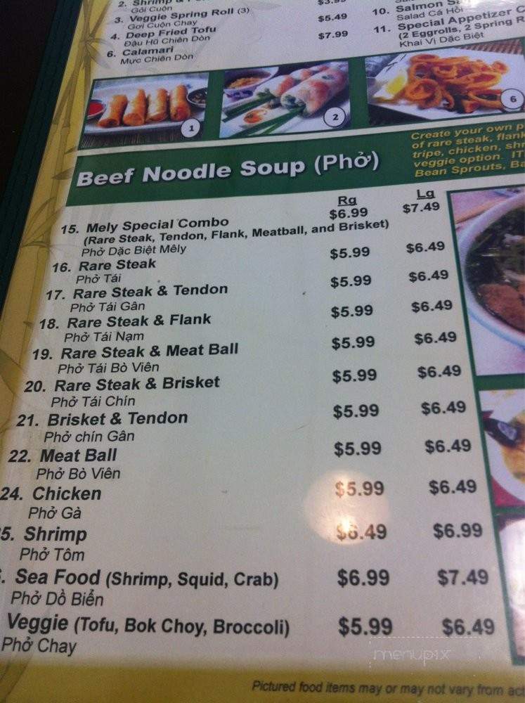 Pho Mely - Bellflower, CA menu_pic