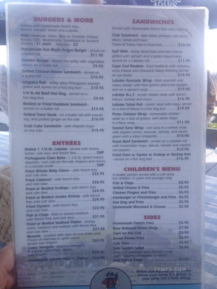 The Surf Club - Provincetown, MA menu_pic