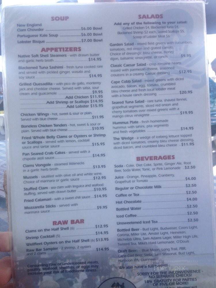 The Surf Club - Provincetown, MA menu_pic