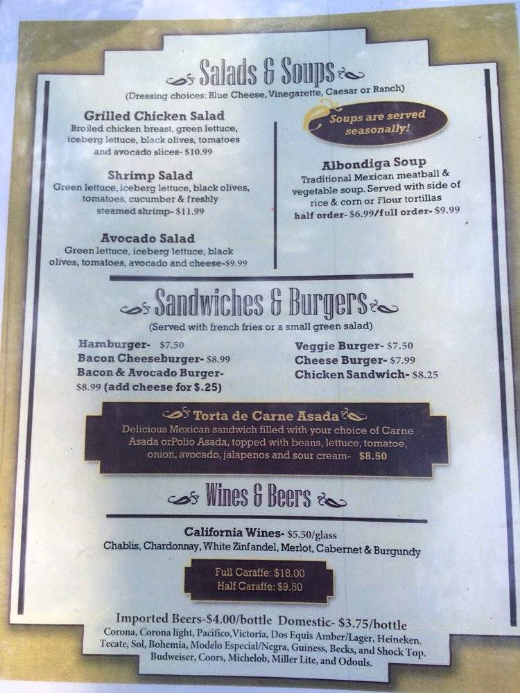 Casa Mendoza - Three Rivers, CA menu_pic