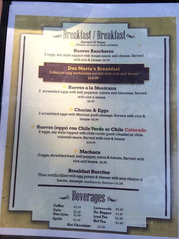 Casa Mendoza - Three Rivers, CA menu_pic