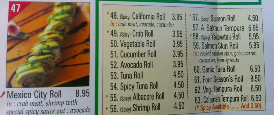 Samurai Sushi - Downey, CA menu_pic