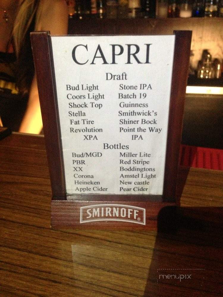 Capri Lounge - Glendale, CA menu_pic
