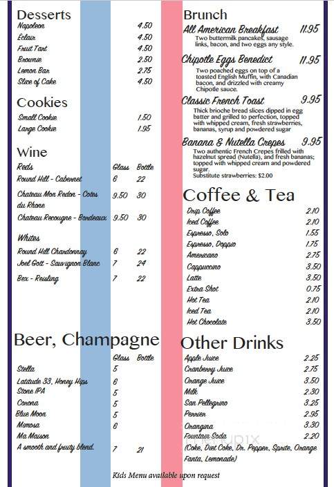 Bagatelle Cafe & Bistro - San Diego, CA menu_pic