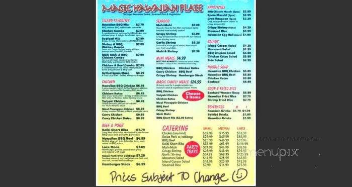 Magic Hawaiian BBQ - Ontario, CA menu_pic