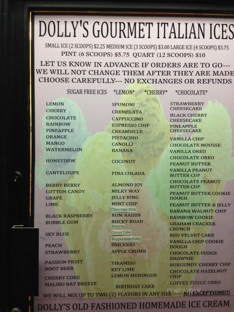 Dolly's Ices - Brooklyn, NY menu_pic