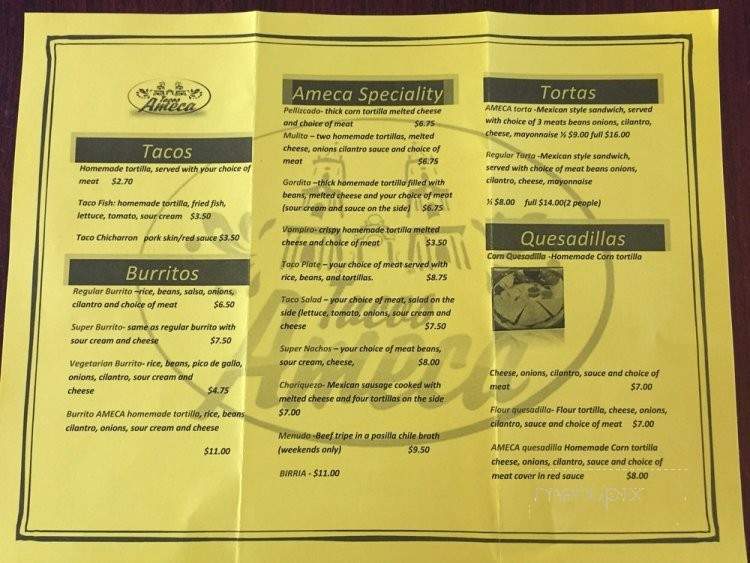 Tacos Ameca - Gilroy, CA menu_pic