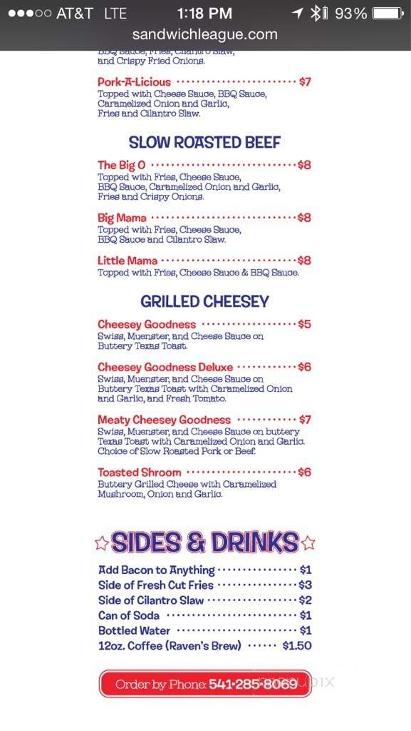 The Sandwich League - Eugene, OR menu_pic