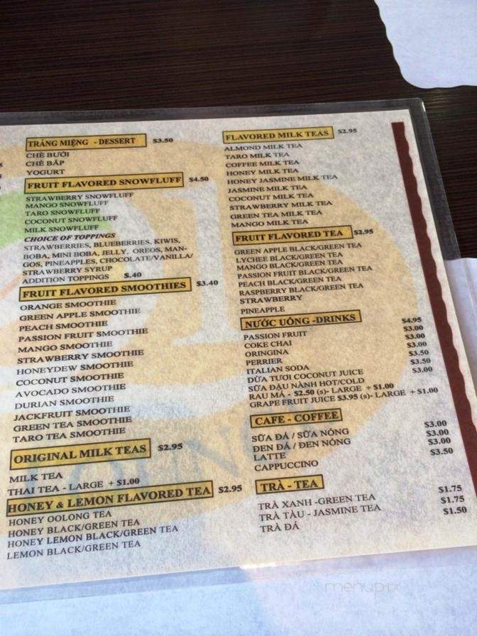 Q1 Tea Lounge - Westminster, CA menu_pic