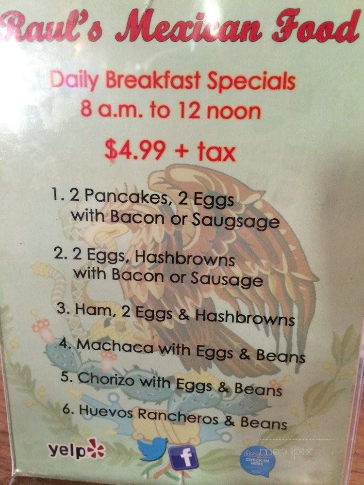 Raul's Mexican Food - Victorville, CA menu_pic