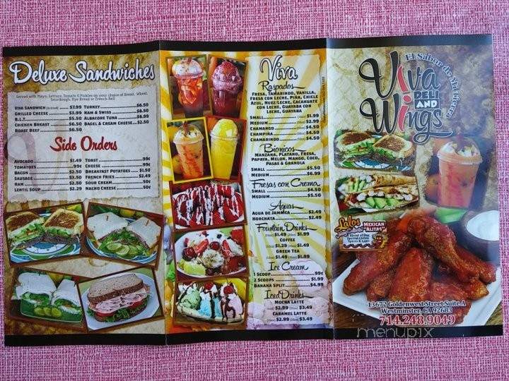 Viva Deli And Wings - Westminster, CA menu_pic
