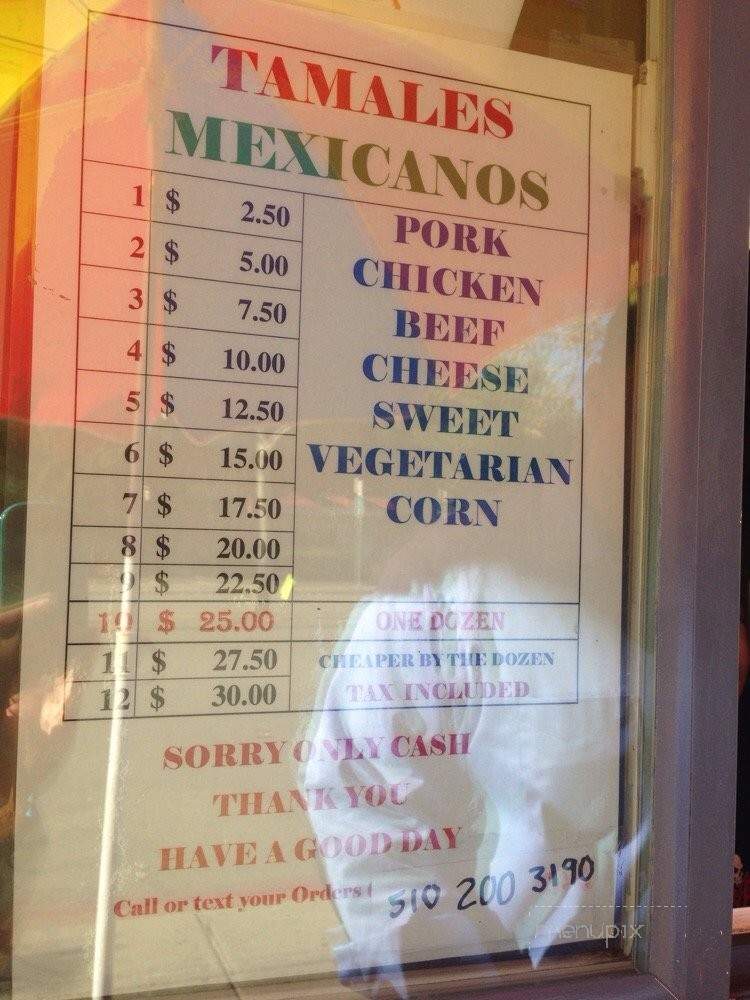 Tamaleria Azteca - Oakland, CA menu_pic