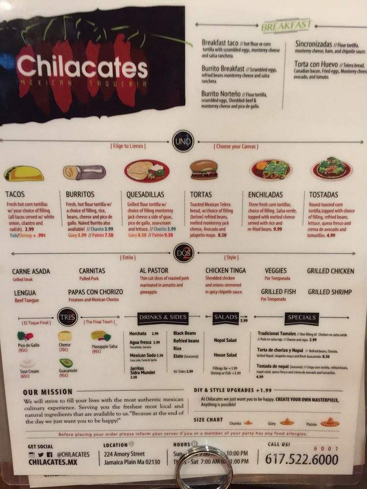 Chilacates - Jamaica Plain, MA menu_pic