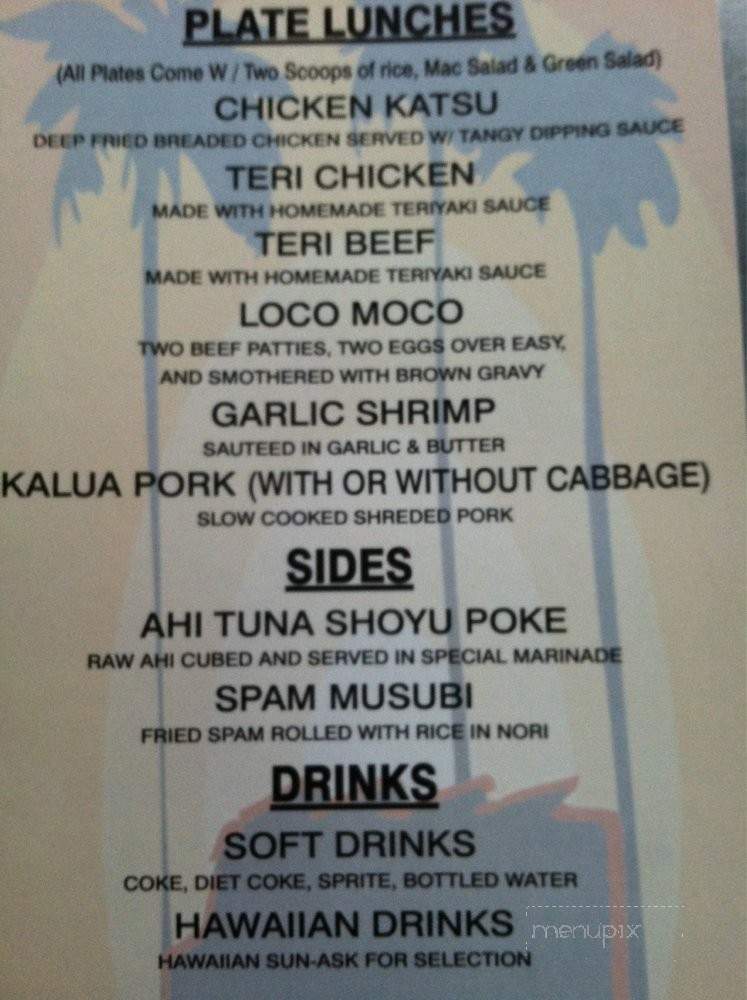 Aloha Fridays - Van Nuys, CA menu_pic