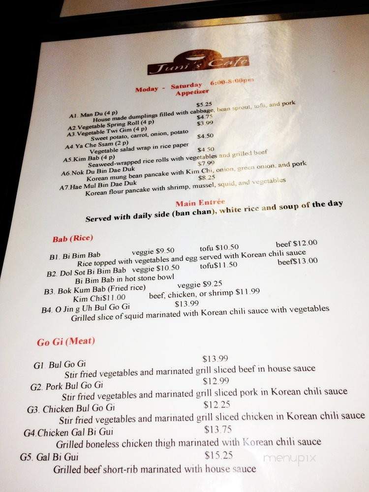 Juni's Cafe - Wichita, KS menu_pic