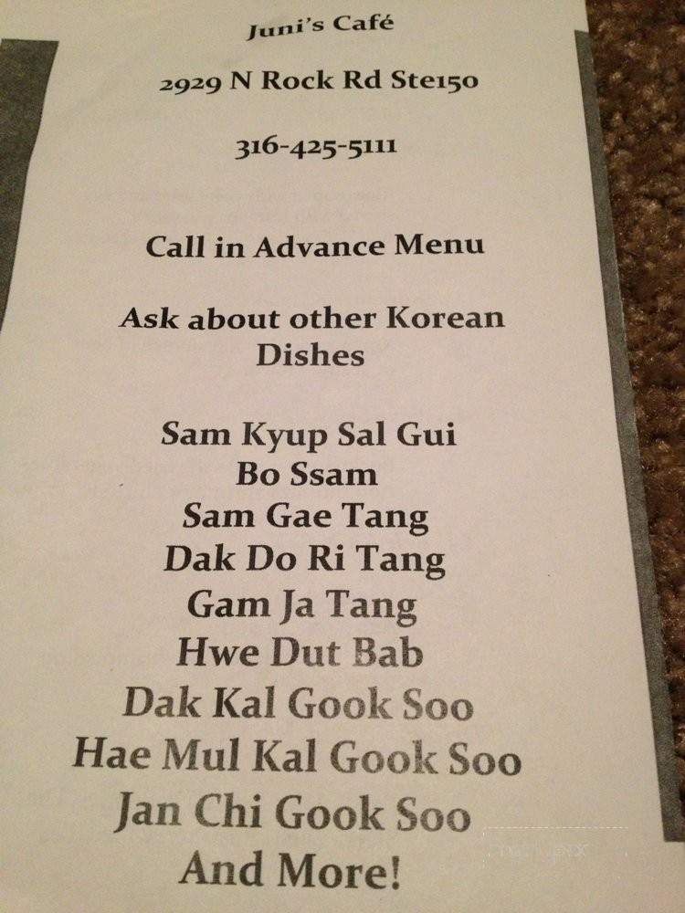 Juni's Cafe - Wichita, KS menu_pic