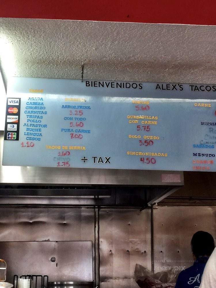 Alex's Tacos - Pomona, CA menu_pic