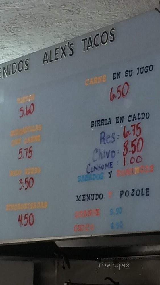 Alex's Tacos - Pomona, CA menu_pic