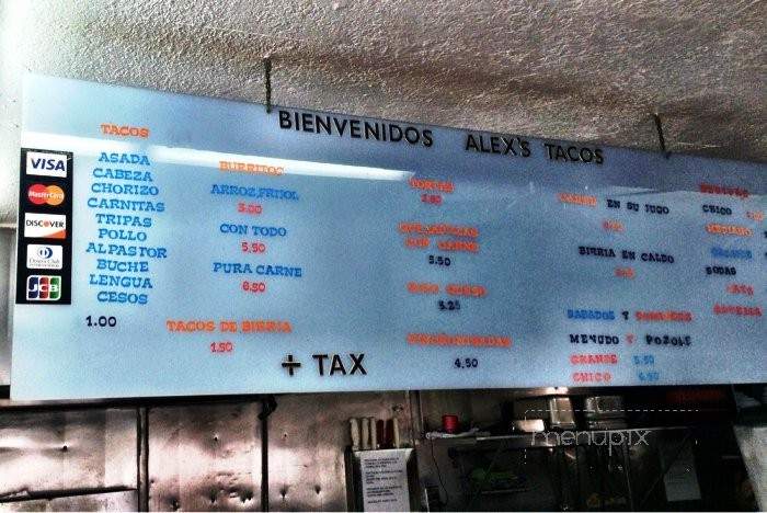 Alex's Tacos - Pomona, CA menu_pic