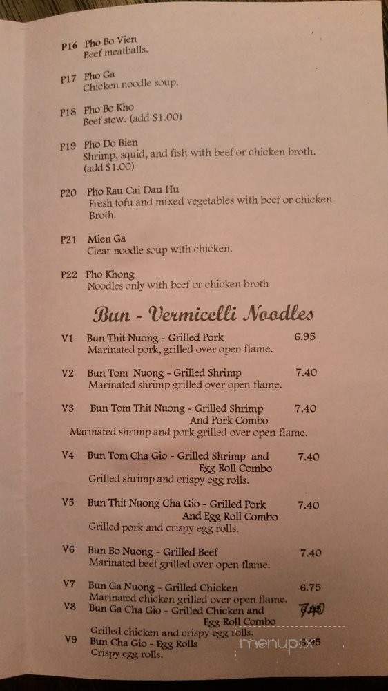 Pho Minh & Grill - Spring Valley, CA menu_pic