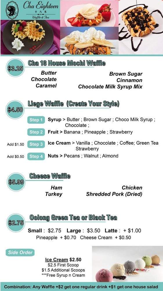 Cha Eighteen - Arcadia, CA menu_pic