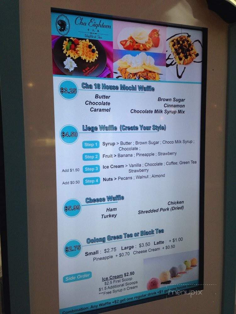 Cha Eighteen - Arcadia, CA menu_pic